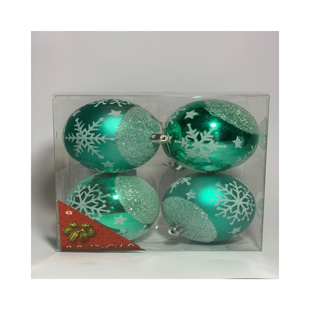 Set 4 green snowflake...