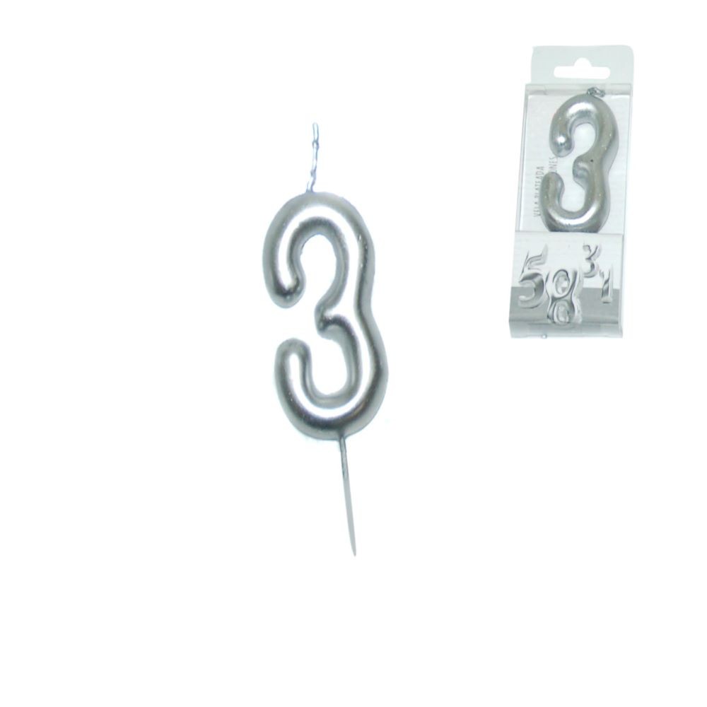 SILVER CANDLE NUMBER - 3
