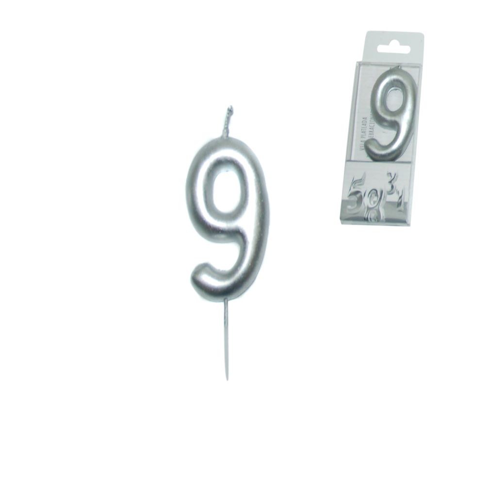 SILVER CANDLE NUMBER - 9