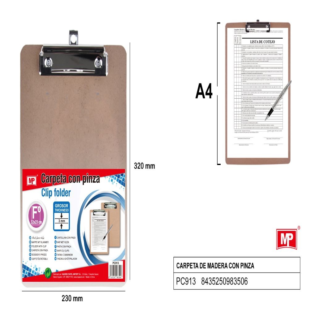 MP WOODEN FOLDER W / CLAMP