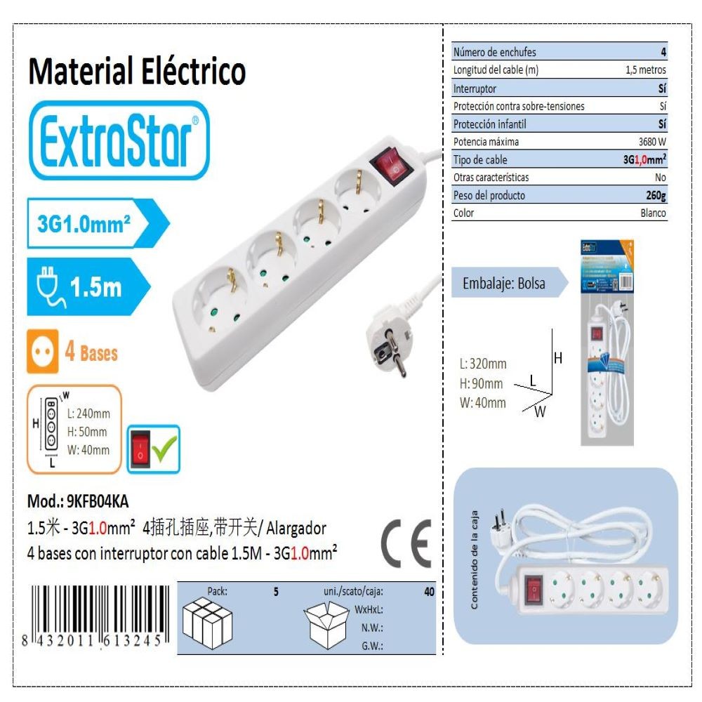 ALARGADOR 4B C/INTERRUPTOR...
