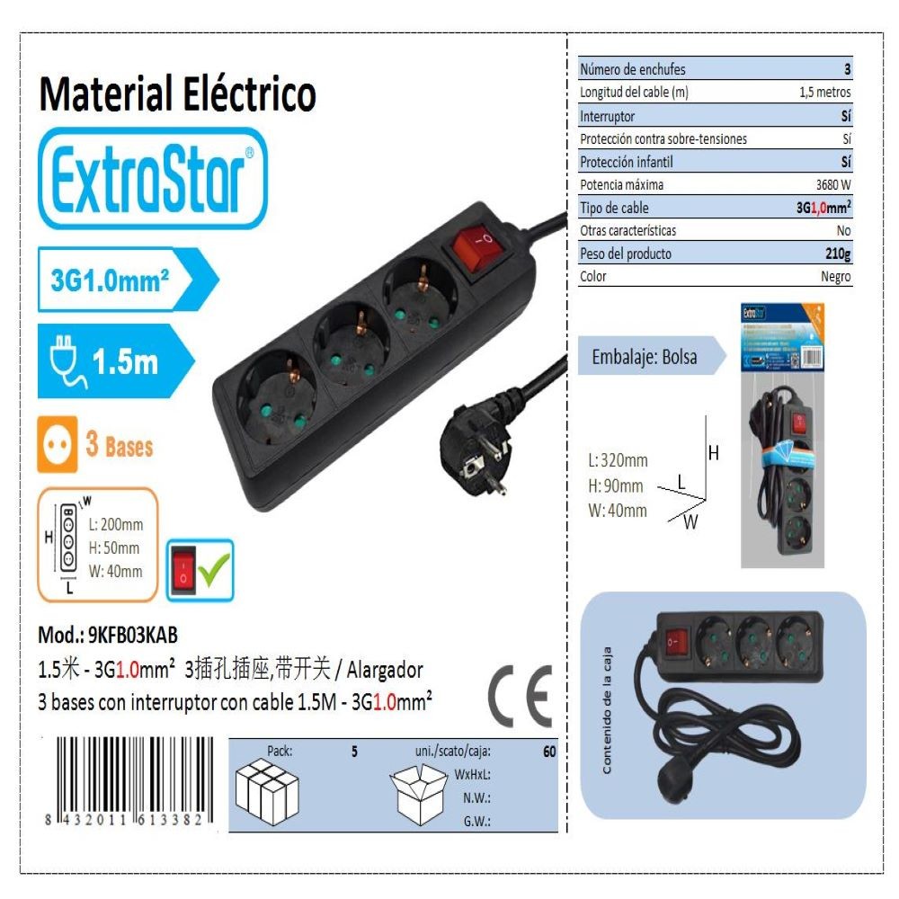 ALARGADOR 3B C/INTER NEGRO...