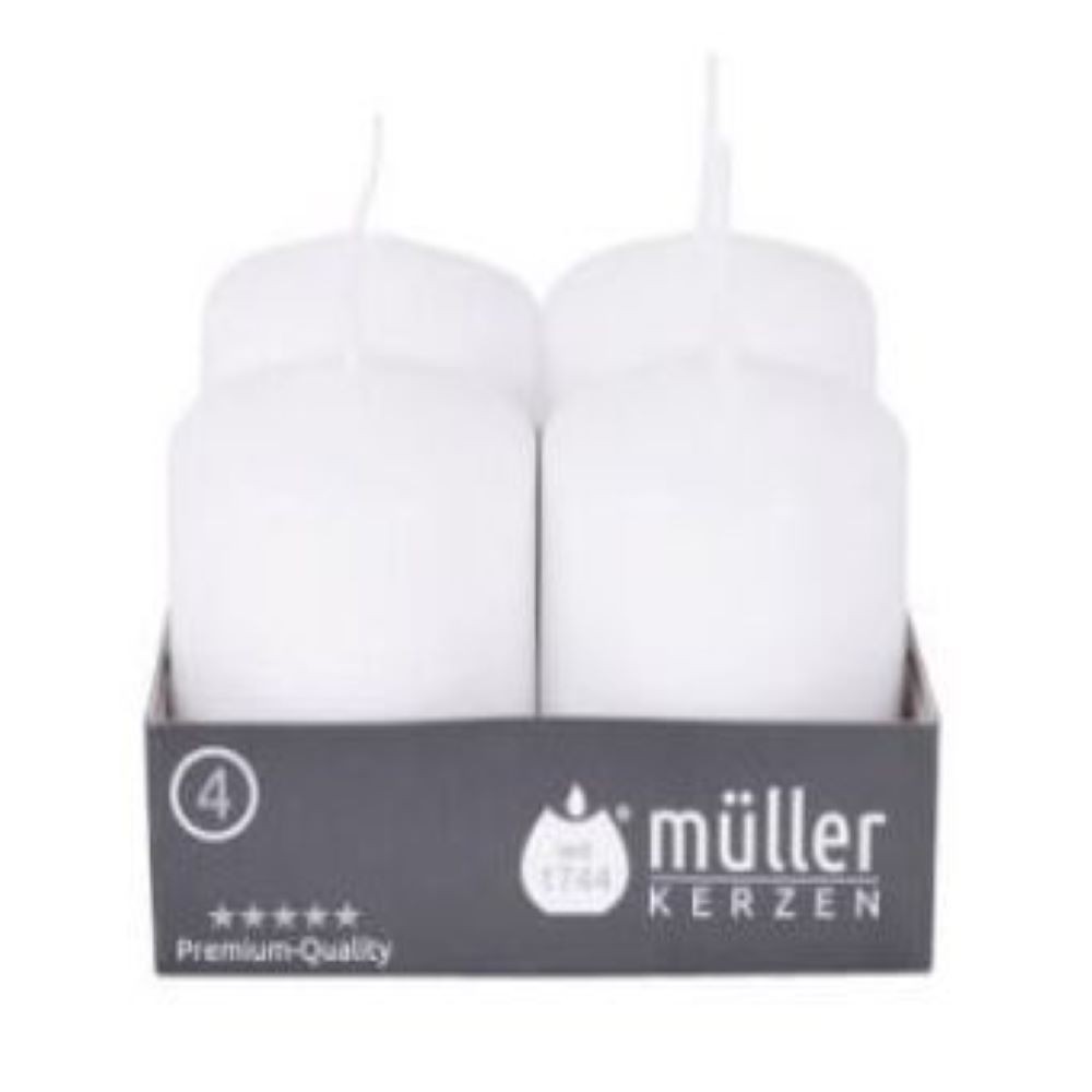 Larga duración: aprox Cera antigoteo Müller Inodoro juego de 6 velas color blanco Calidad RAL Protección contra incendios BSS Velas de columna cilíndricas 40 horas 68 x 135 mm 