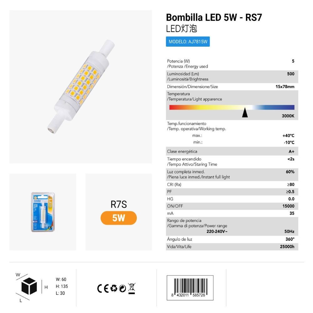 BOMBILLA LED 5W-RS7
