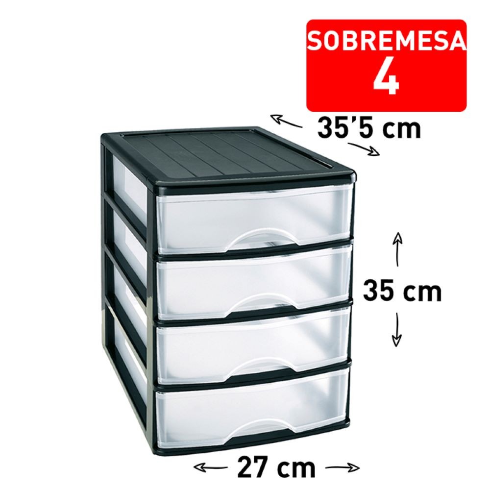 CAJONERA SOBREMESA 4 NEGRO