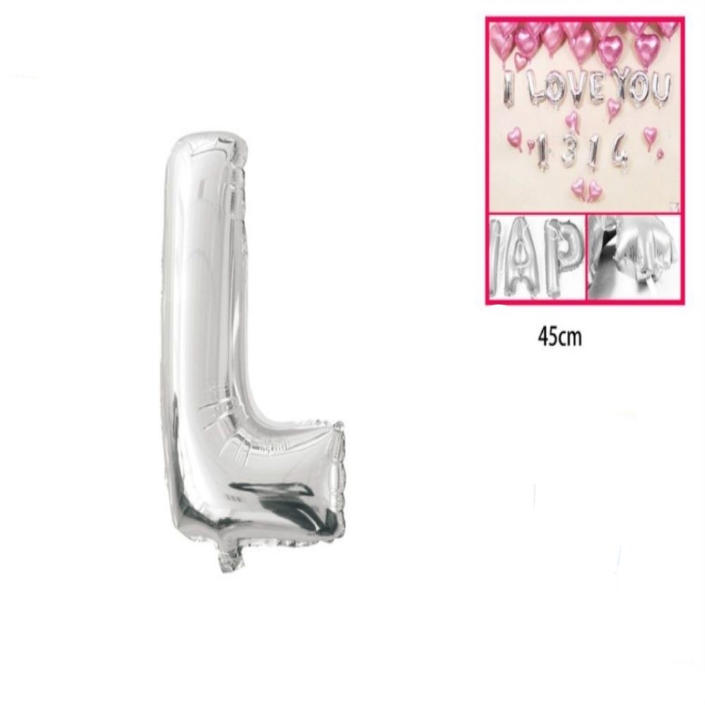 GLOBO FOIL "L" PLATA