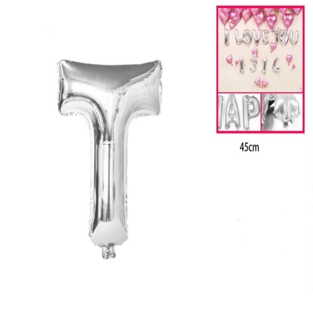 GLOBO FOIL "T" PLATA