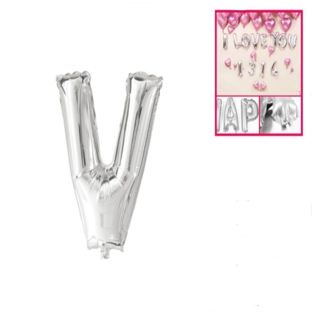 GLOBO FOIL "V" PLATA