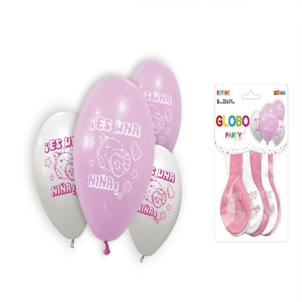 6PCS GLOBOS "ES UNA NIÑA"