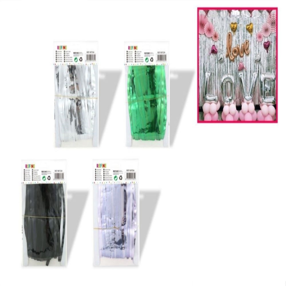 PARTY CURTAIN- METALLIC GREEN