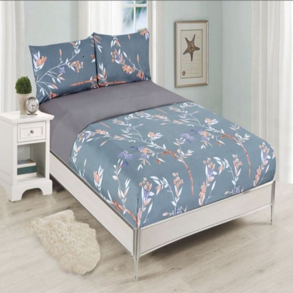 4P SABANAS- FLORAL/NARANJA 150