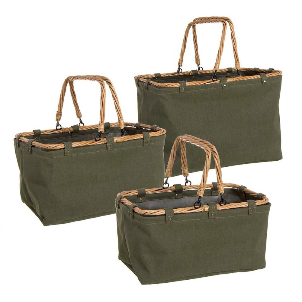 NATURAL GREEN / WOOD BASKET