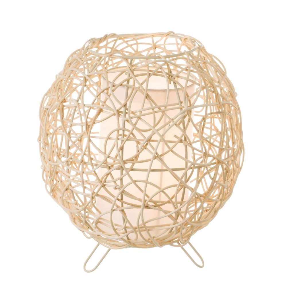 METAL-RATAN BEIGE LAMP