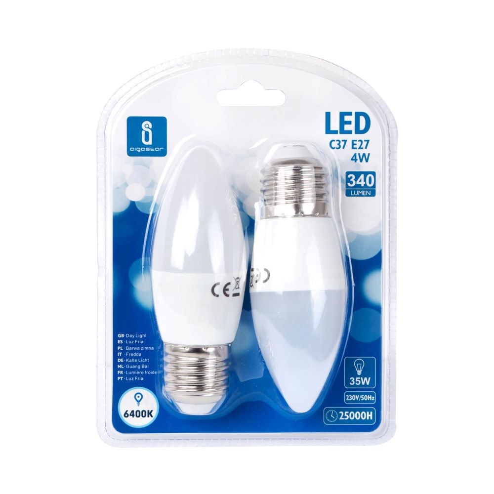 LED C37 4W 6400K/DOBLE